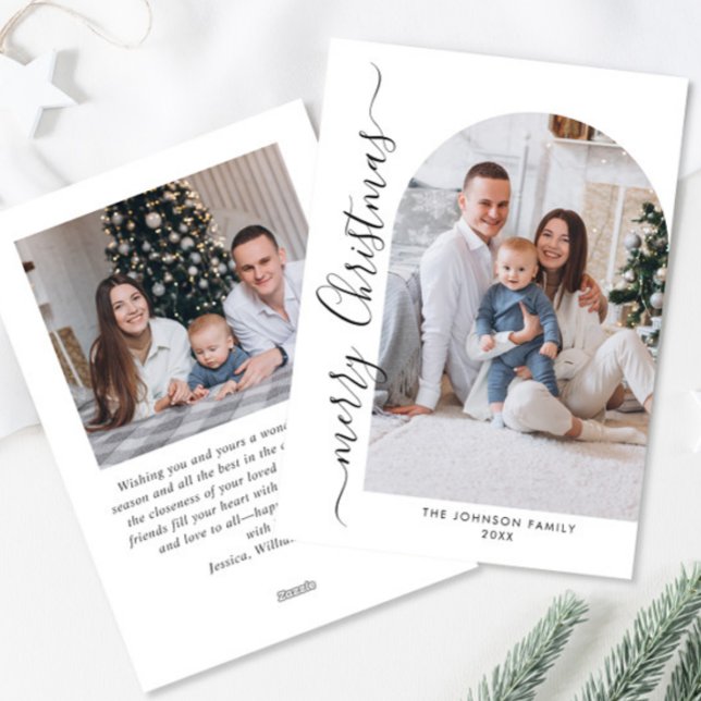 Simply Elegant Stylish 2 PHOTO Christmas Greeting Holiday Card (Creator Uploaded)