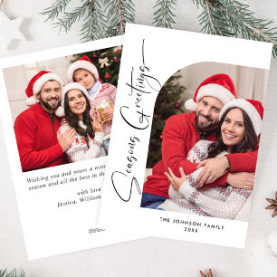 Simply Elegant Stylish 2 PHOTO Christmas Greeting Holiday Card