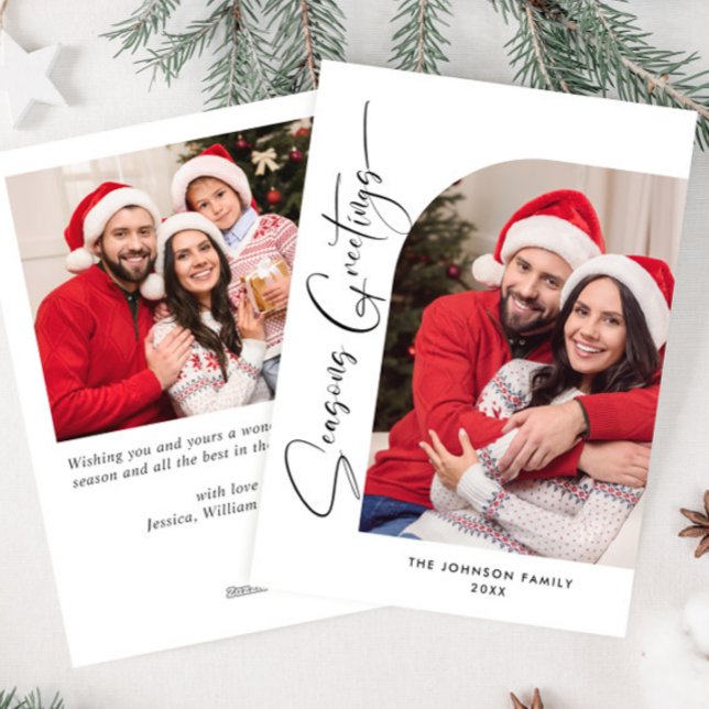 Simply Elegant Stylish 2 PHOTO Christmas Greeting Holiday Card (Creator Uploaded)