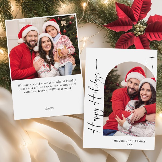 Simply Elegant Stylish 2 PHOTO Christmas Greeting Holiday Card (Creator Uploaded)