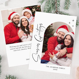 Simply Elegant Stylish 2 PHOTO Christmas Greeting Holiday Card