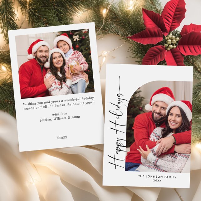 Simply Elegant Stylish 2 PHOTO Christmas Greeting Holiday Card (Creator Uploaded)