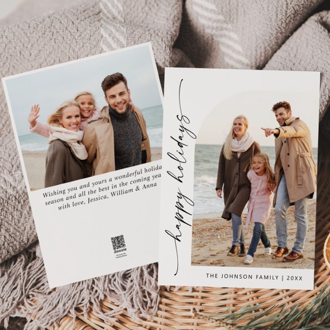 Simply Elegant Stylish 2 PHOTO Christmas Greeting Holiday Card (Creator Uploaded)