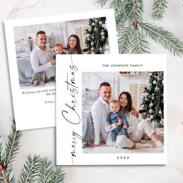 Simply Elegant Stylish 2 PHOTO Christmas Greeting Holiday Card (Creator Uploaded)