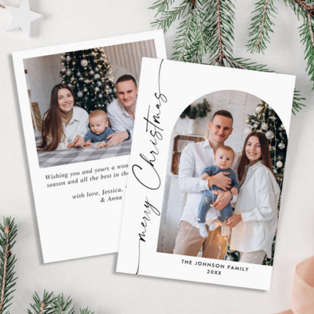 Simply Elegant Stylish 2 PHOTO Christmas Greeting Holiday Card (Creator Uploaded)