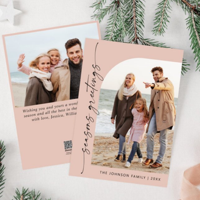 Simply Elegant Stylish 2 PHOTO Christmas Greeting Holiday Card (Creator Uploaded)