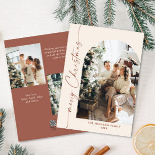 Simply Elegant Stylish 3 PHOTO Christmas Greeting Holiday Card