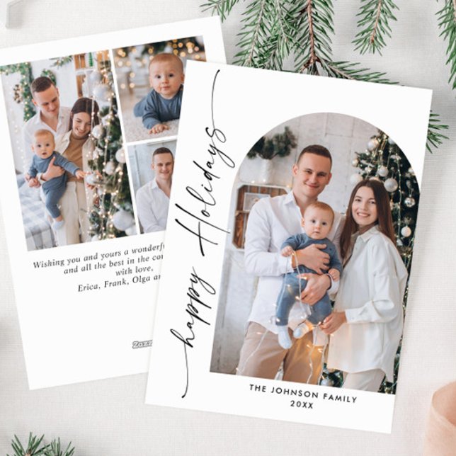 Simply Elegant Stylish 4 PHOTO Christmas Greeting Holiday Card (Creator Uploaded)