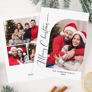 Simply Elegant Stylish 4 PHOTO Christmas Greeting Holiday Card