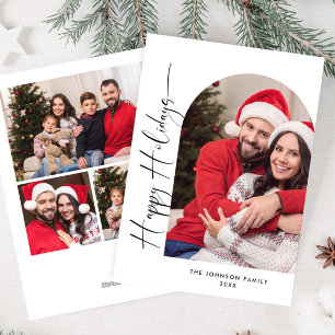Simply Elegant Stylish 4 PHOTO Christmas Greeting Holiday Card