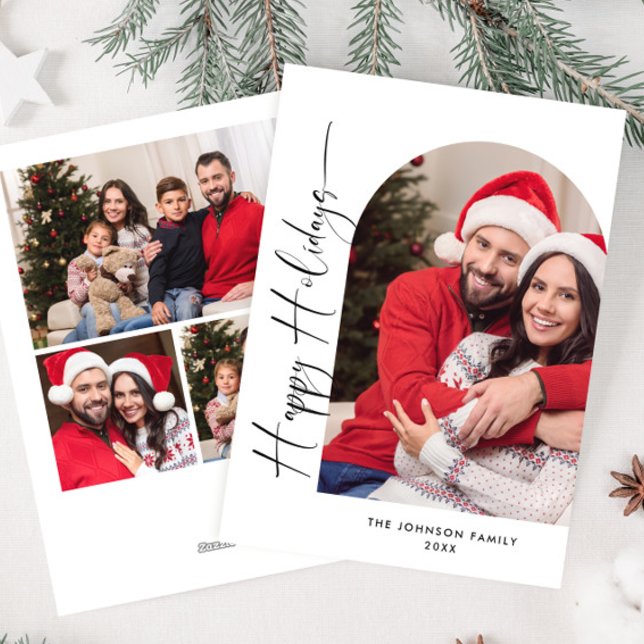 Simply Elegant Stylish 4 PHOTO Christmas Greeting Holiday Card (Creator Uploaded)