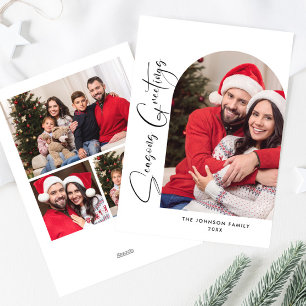 Simply Elegant Stylish 4 PHOTO Christmas Greeting Holiday Card