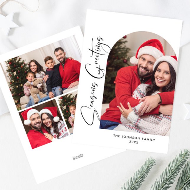 Simply Elegant Stylish 4 PHOTO Christmas Greeting Holiday Card (Creator Uploaded)