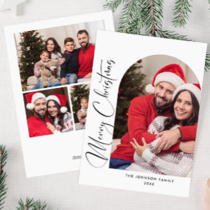 Simply Elegant Stylish 4 PHOTO Christmas Greeting Holiday Card