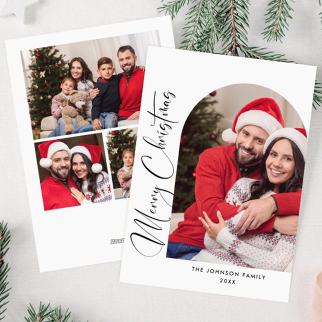 Simply Elegant Stylish 4 PHOTO Christmas Greeting Holiday Card (Creator Uploaded)