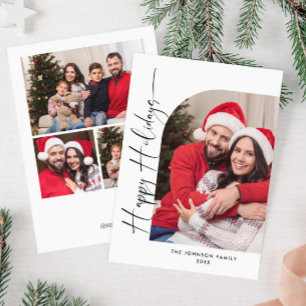 Simply Elegant Stylish 4 PHOTO Christmas Greeting Holiday Card