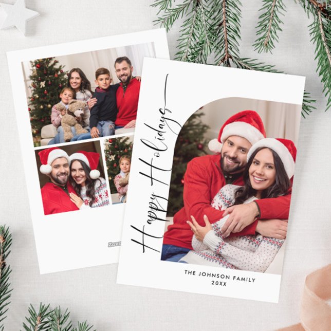 Simply Elegant Stylish 4 PHOTO Christmas Greeting Holiday Card (Creator Uploaded)