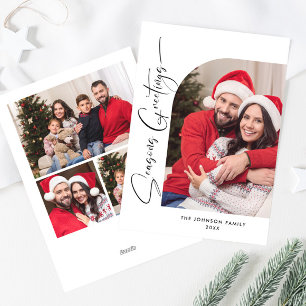 Simply Elegant Stylish 4 PHOTO Christmas Greeting Holiday Card