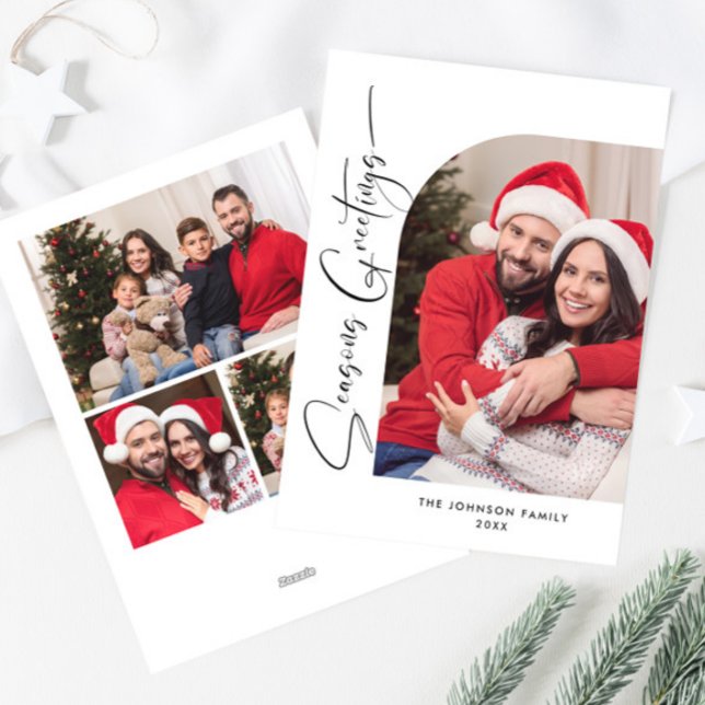 Simply Elegant Stylish 4 PHOTO Christmas Greeting Holiday Card (Creator Uploaded)