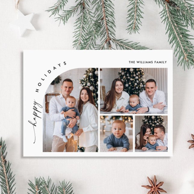 Simply Elegant Stylish 4 PHOTO Christmas Greeting Holiday Card (Creator Uploaded)