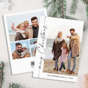 Simply Elegant Stylish 4 PHOTO Christmas Greeting Holiday Card