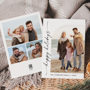 Simply Elegant Stylish 4 PHOTO Christmas Greeting Holiday Card