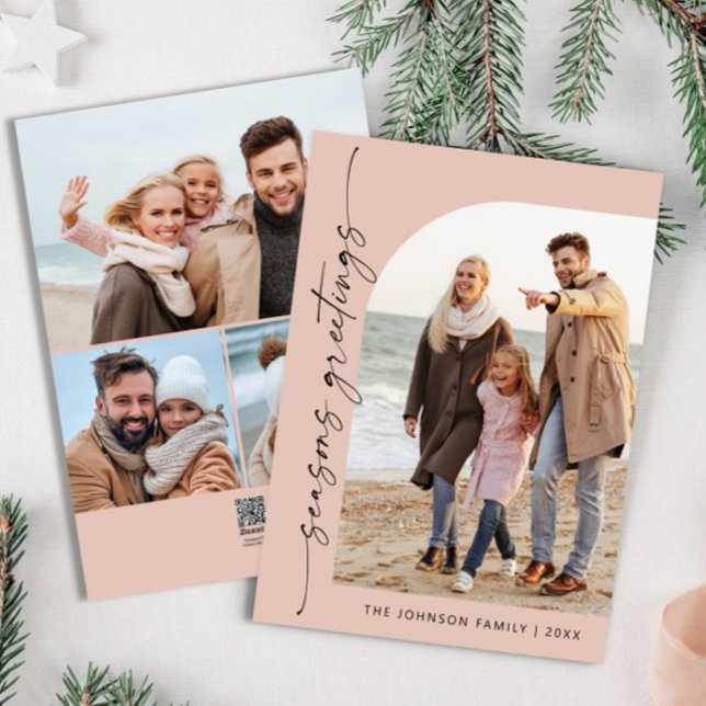 Simply Elegant Stylish 4 PHOTO Christmas Greeting Holiday Card (Creator Uploaded)