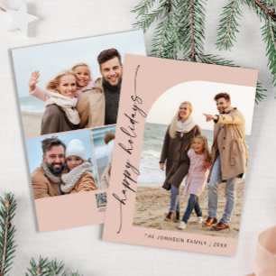 Simply Elegant Stylish 4 PHOTO Christmas Greeting Holiday Card