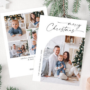 Simply Elegant Stylish 5 PHOTO Christmas Greeting Holiday Card