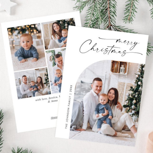 Simply Elegant Stylish 5 PHOTO Christmas Greeting Holiday Card (Creator Uploaded)