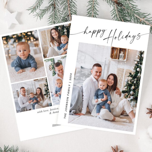 Simply Elegant Stylish 5 PHOTO Christmas Greeting Holiday Card (Creator Uploaded)
