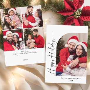 Simply Elegant Stylish 5 PHOTO Christmas Greeting Holiday Card