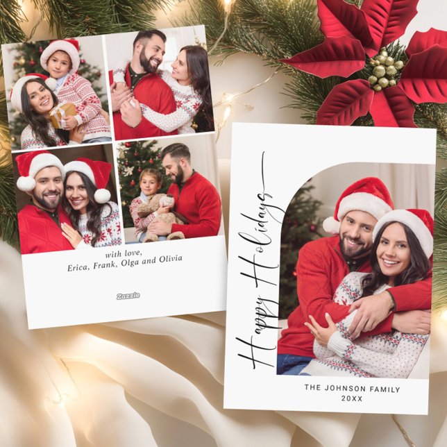 Simply Elegant Stylish 5 PHOTO Christmas Greeting Holiday Card (Creator Uploaded)