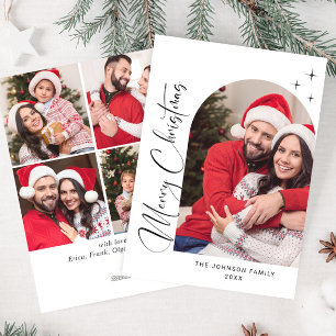 Simply Elegant Stylish 5 PHOTO Christmas Greeting Holiday Card