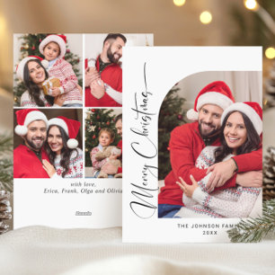 Simply Elegant Stylish 5 PHOTO Christmas Greeting Holiday Card