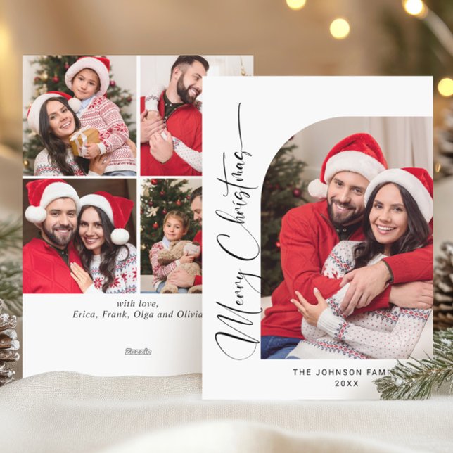 Simply Elegant Stylish 5 PHOTO Christmas Greeting Holiday Card (Creator Uploaded)