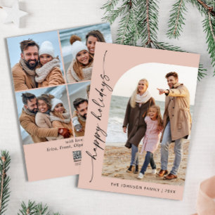 Simply Elegant Stylish 5 PHOTO Christmas Greeting Holiday Card