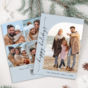 Simply Elegant Stylish 5 PHOTO Christmas Greeting Holiday Card