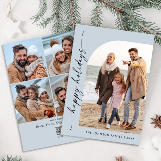 Simply Elegant Stylish 5 PHOTO Christmas Greeting Holiday Card (Creator Uploaded)