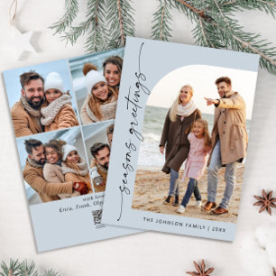 Simply Elegant Stylish 5 PHOTO Christmas Greeting Holiday Card
