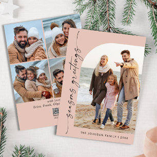 Simply Elegant Stylish 5 PHOTO Christmas Greeting Holiday Card