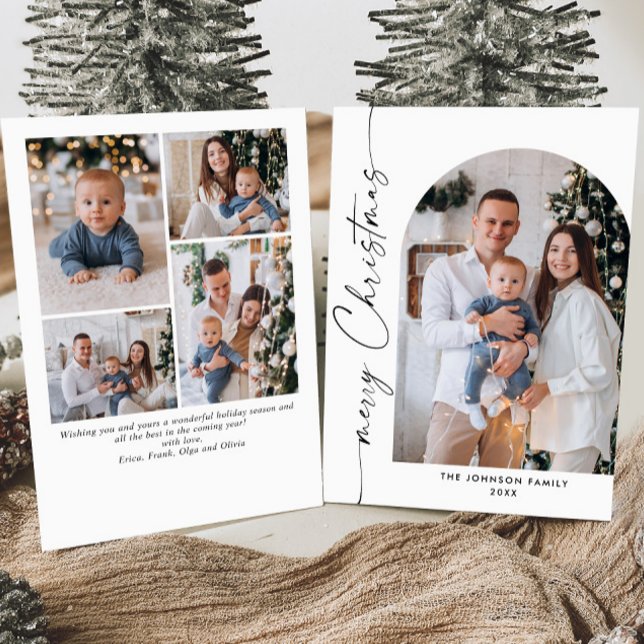 Simply Elegant Stylish 5 PHOTO Christmas Greeting Holiday Card (Creator Uploaded)
