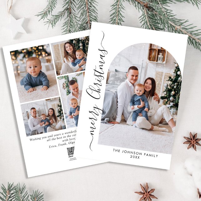 Simply Elegant Stylish 5 PHOTO Christmas Greeting Holiday Card (Creator Uploaded)