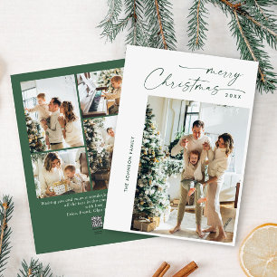 Simply Elegant Stylish 5 PHOTO Christmas Greeting Holiday Card