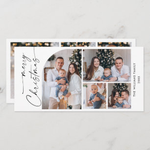 Simply Elegant Stylish 7 PHOTO Christmas Greeting Holiday Card