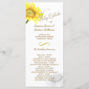 Simply Elegant Sunflower Wedding Program Programme