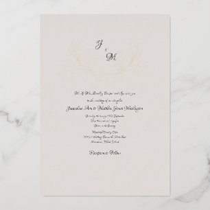 Simply Elegant Taupe & Gold Foil Foliage  Foil Inv