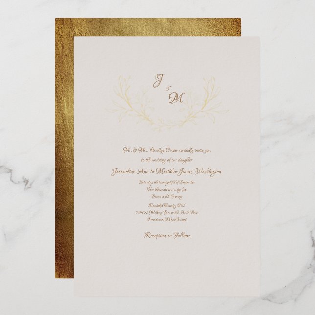 Simply Elegant Taupe & Metallic Gold (Front/Back)