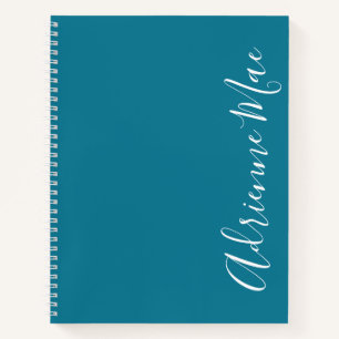 Simply Elegant Teal Blue Personalised Notebook