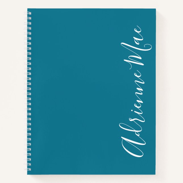 Simply Elegant Teal Blue Personalised Notebook (Front)